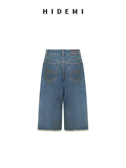 HIDEMI 都市单宁系列手工毛边装饰腰带显瘦时髦中裤牛仔裤配靴神裤 商品图8
