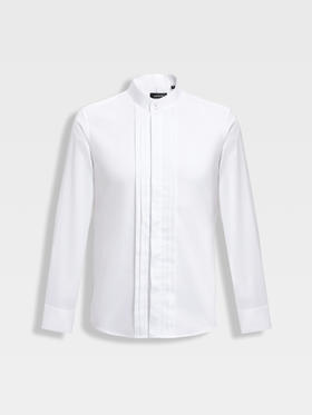 callisto白色新绅格调塔克衬衫