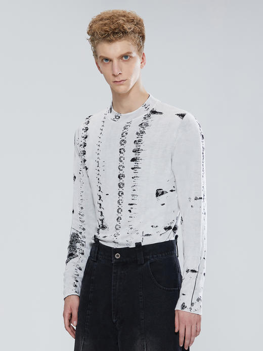 TIWILLTANG启世录ANEW 时装原创浪漫情绪提花图案薄针织打底衫 商品图4