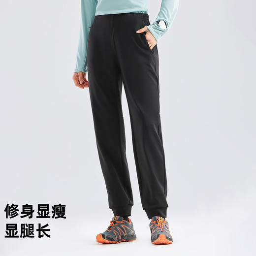 拓路者针织加绒长裤女2025年秋季新款休闲束脚裤运动松紧腰直筒裤 商品图1