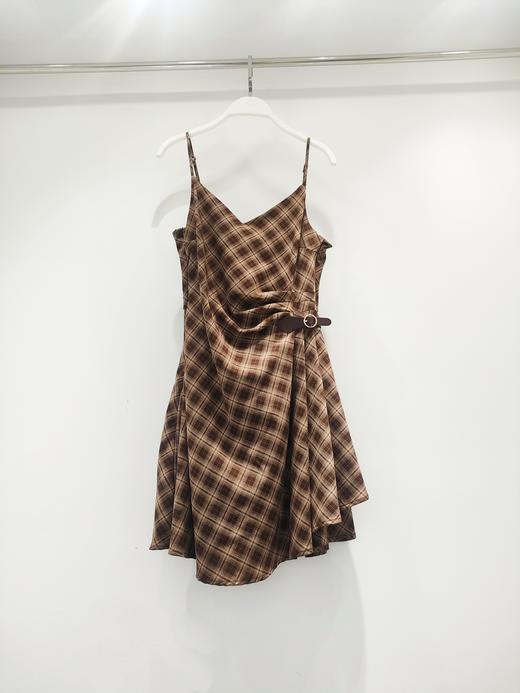 【门店同款】ENJOY秋季“光阴序语”褶皱收腰格纹吊带裙 165802204 商品图0