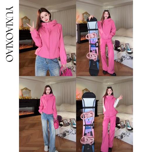 余潇潇【甜心冲锋】高级感时尚可拆卸袖冲锋衣外套&宽松休闲工装裤 商品图0