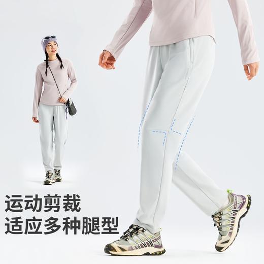 拓路者女款薄绒快干长裤2025年秋季针织加绒直筒裤松紧腰运动裤子 商品图2