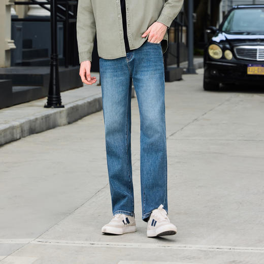 半身缘男裤 秋季牛仔裤棉宽松小直筒吸汗透气百搭253101U10130061 商品图1