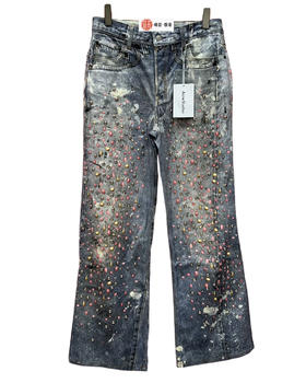中性款印花钉珠牛仔裤长裤001