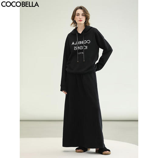 COCOBELLA高智感醋酸里A字半身裙25秋新款通勤针织长裙HS3147 商品图0