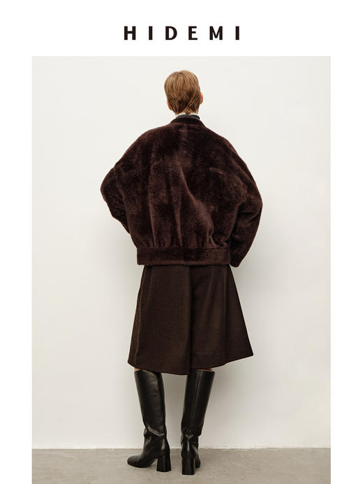 HIDEMI 进口羊毛极简显瘦立体翻折双层毛呢五分裤中裤配靴神裤 商品图12