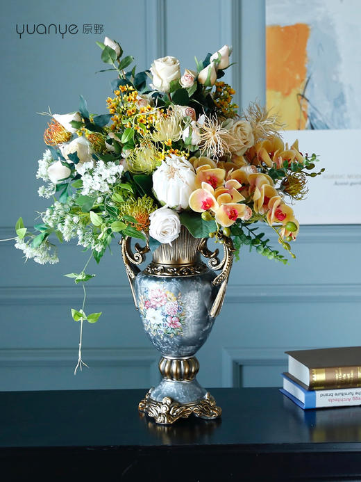 欧式轻奢仿真花假花摆件酒店餐桌客厅玄关摆设电视柜玄关装饰花 商品图3
