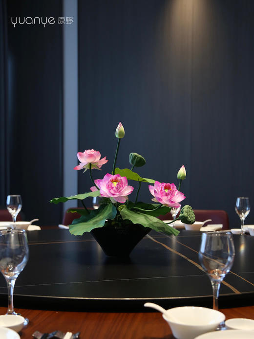 荷花莲花餐桌仿真花荷叶中式酒店客厅装饰佛堂供佛摆设件假花盆景 商品图5