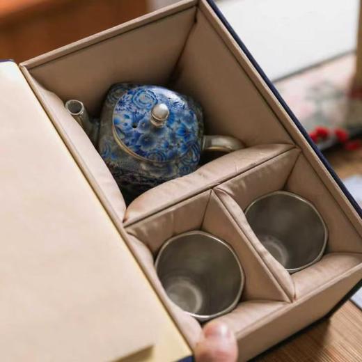 热卖中！！青花掐丝四方壶鎏银茶器 商品图4
