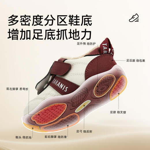 泰兰尼斯101童鞋冬季新款女童加绒保暖男童赤足鞋宝宝婴儿步前鞋T24B5D6565 商品图4