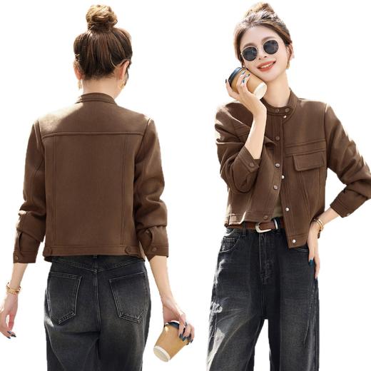 气质休闲立领巨好看的，美拉德机车夹克上衣麂皮外套HR-7703 商品图4