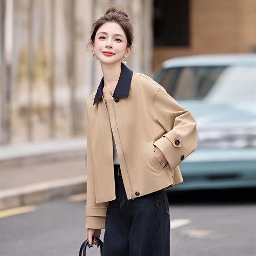 松弛感秋季简约撞色洋气减龄宽松版休闲纯色气质风衣通勤外套ZYF8879 商品图2