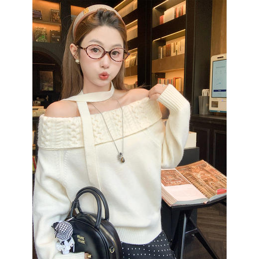 <曾小咸推荐>2.11现货秒杀 ！微信超特价！韩系一字肩毛衣 日常169.99 立减80 秒杀89.99！！ 商品图4