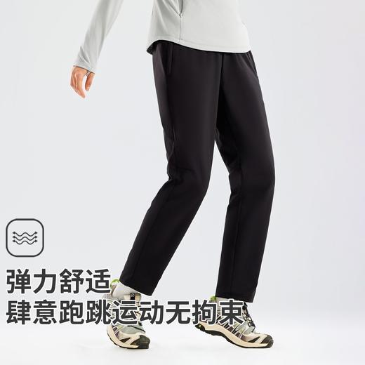 拓路者女款薄绒快干长裤2025年秋季针织加绒直筒裤松紧腰运动裤子 商品图1