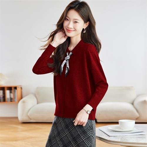 气质针织开衫，配丝巾打底毛衣上衣HR-SSFB092 商品图2