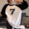 【YW】无忧购韩系ins休闲百搭宽松显瘦印花220g纯棉插肩长袖T恤（截单7天后发货） 商品缩略图9