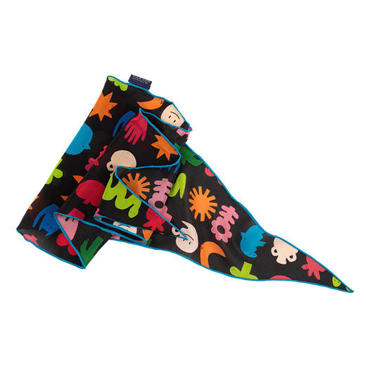 世界初境涂鸦丨可爱100%桑蚕丝丝巾卡通真丝围巾三角巾绑发绑包女 商品图4