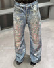 中性款印花钉珠牛仔裤长裤001 商品缩略图3