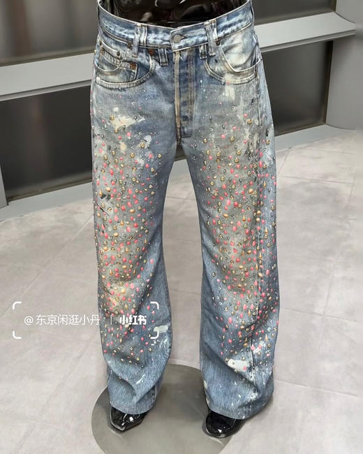 中性款印花钉珠牛仔裤长裤001 商品图3