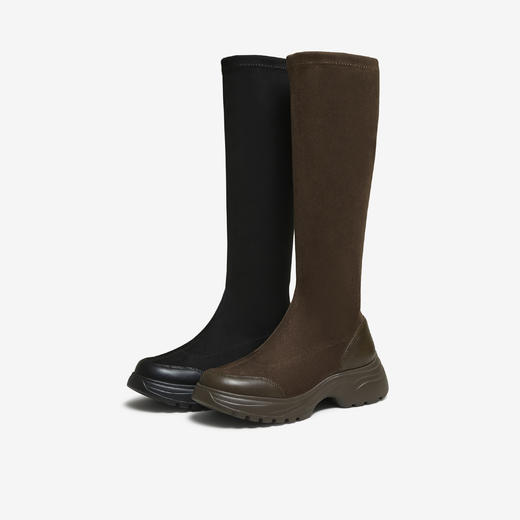 【云粉节】BF楼TATA他她长靴厚底长筒靴子时装弹力瘦瘦靴显瘦高筒骑士靴7PJ80DG5吊牌价1099 商品图3