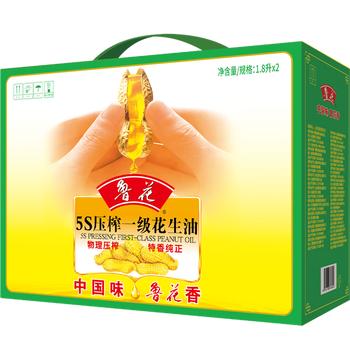 鲁花【保真花生油】5S 物理压榨 压榨一级 花生油 1.8L*2 年货礼盒 商品图3