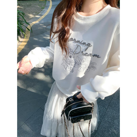 <曾小咸推荐>可爱小狗刺绣长袖卫衣 商品图0