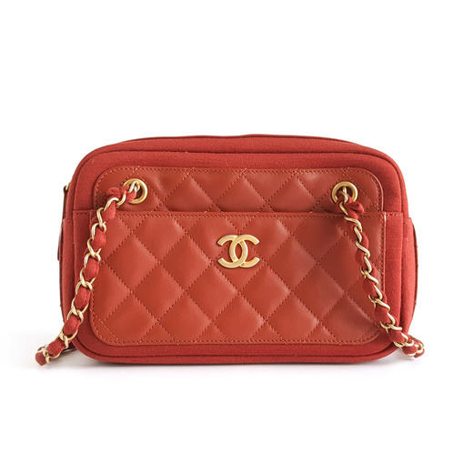 【95新】CHANEL香奈儿红色菱格内购款相机包链条包女士270825NJM21现售价：8900 商品图0