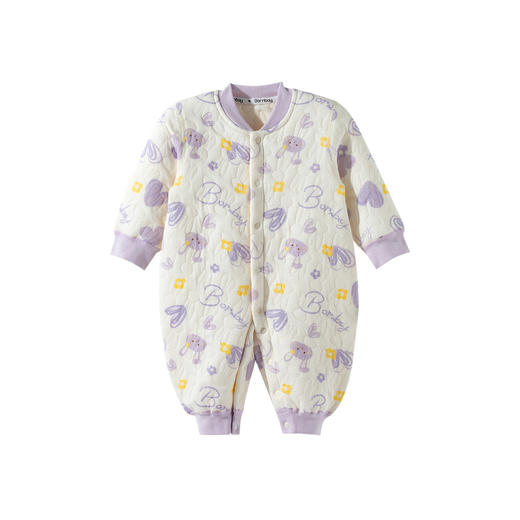 贝贝怡新生婴儿衣服秋冬夹棉保暖连体衣男女宝宝哈衣爬服冬装ZB4EL024 商品图1