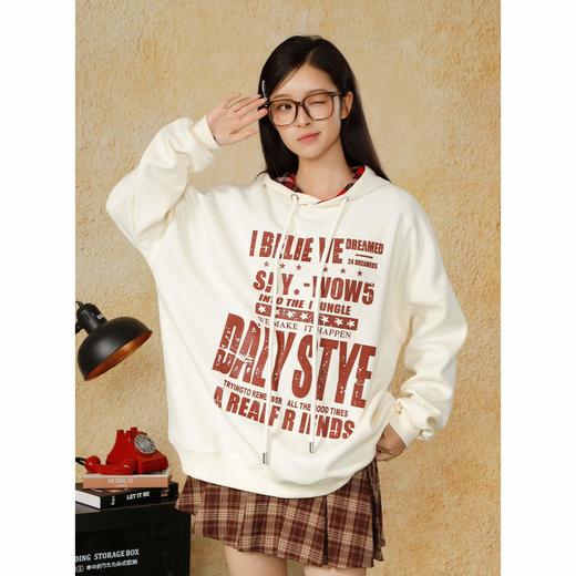 玩趣主义嘻哈复古字母连帽卫衣纪念日百货门店同款165244687 商品图1