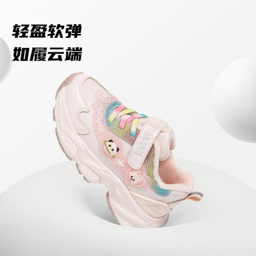 泰兰尼斯冬季新款儿童运动鞋女童加绒保暖休闲鞋防滑软底跑步鞋T01X5D6924 商品图4
