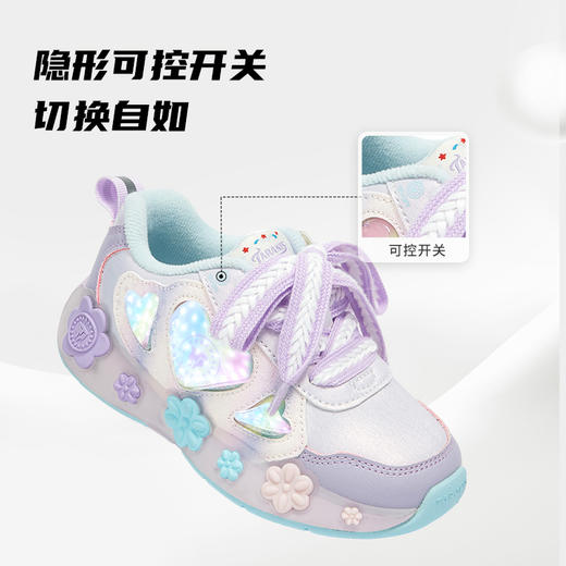 泰兰尼斯冬季童鞋发光女童加绒保暖闪灯鞋亮灯女宝休闲甜心运动鞋T01X5D7509 商品图4