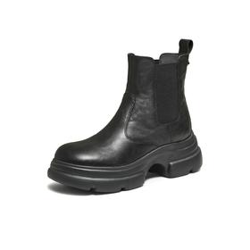 【云粉节】BF楼TATA他她靴子女2025秋冬牛皮时装靴厚底粗跟切尔西靴短靴7OL44DD5吊牌价1199