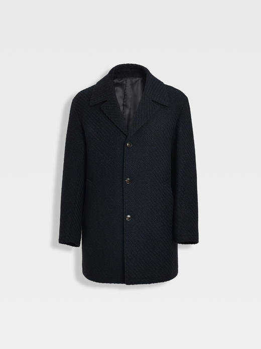 callisto藏青微阔绵羊毛混纺大衣 商品图0