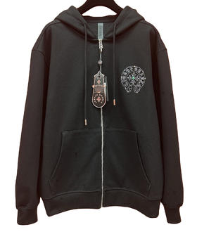 中性款印花钉珠连帽卫衣外套C01