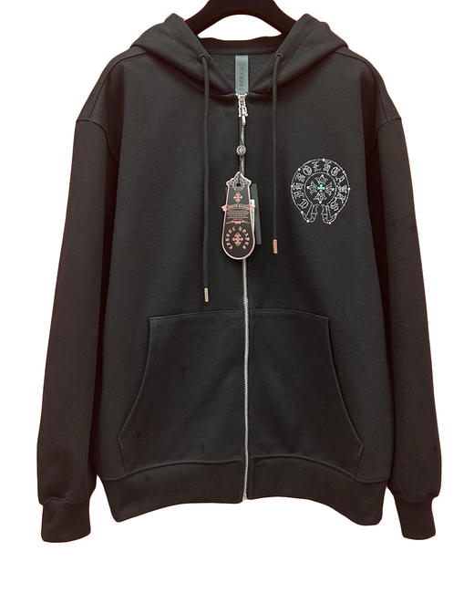 中性款印花钉珠连帽卫衣外套C01 商品图0