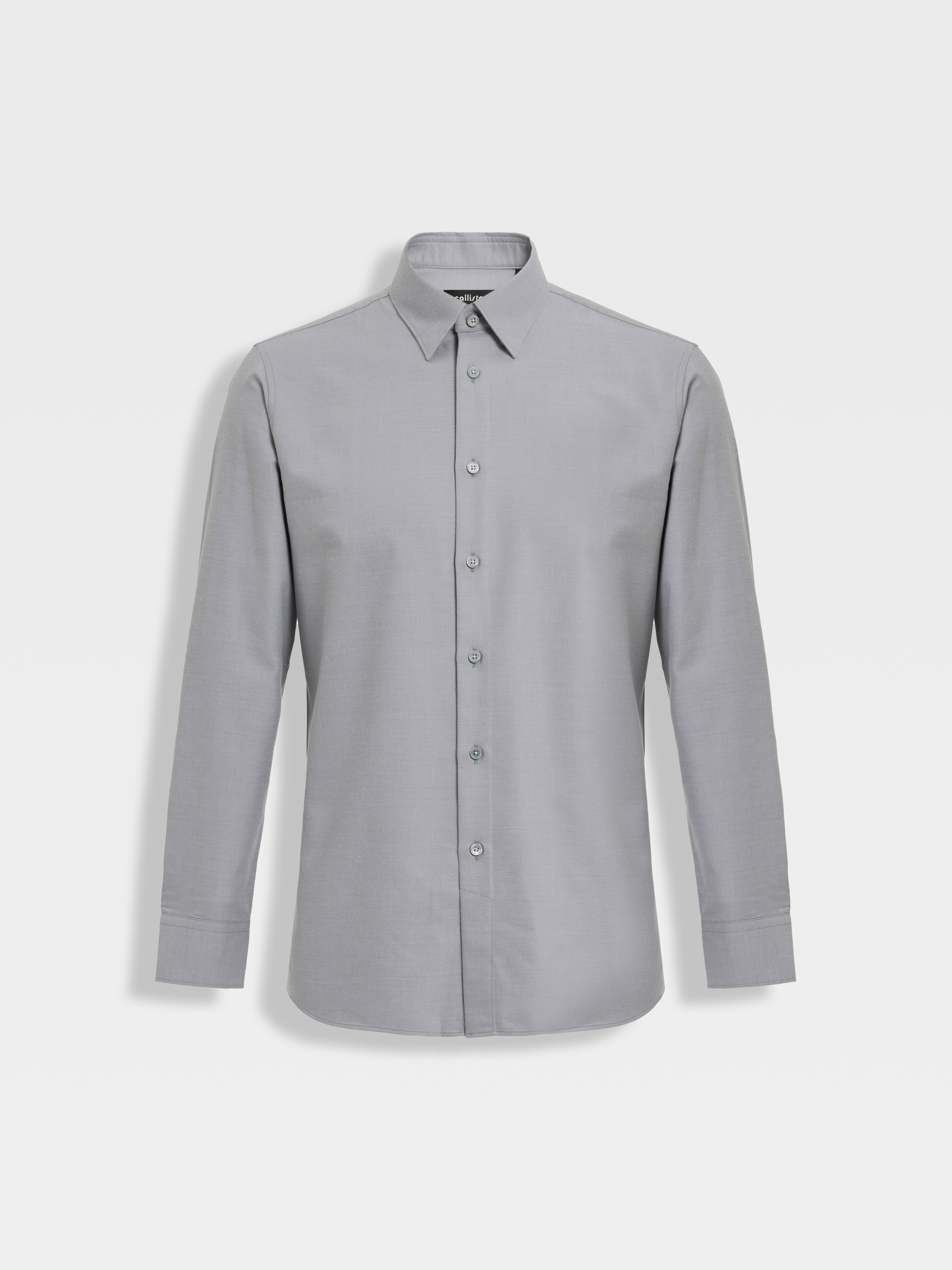 callisto海豚灰意式领羊毛混纺衬衫