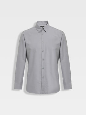 callisto海豚灰意式领羊毛混纺衬衫