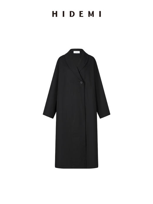 HIDEMI 极简大廓形青果领翻领式宽松长款都市感风衣 商品图4