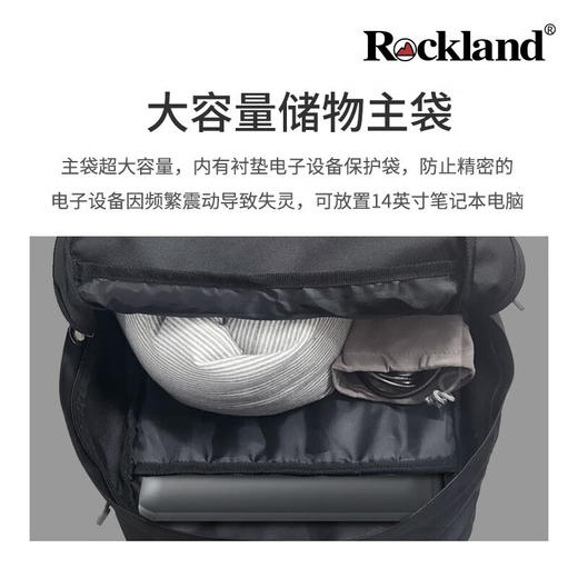 洛克兰自由系列牛津防盗双肩包 黑灰色—rxs 商品图7