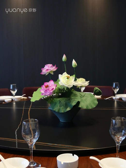 荷花莲花餐桌仿真花荷叶中式酒店客厅装饰佛堂供佛摆设件假花盆景 商品图0