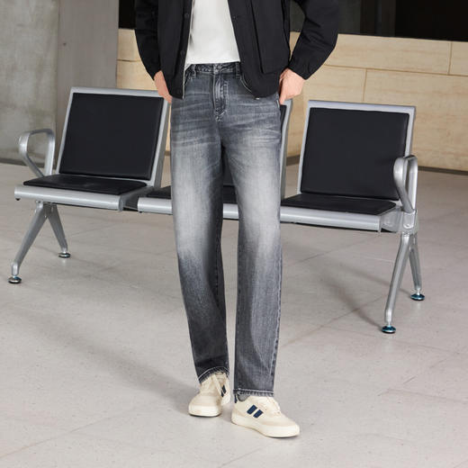 半身缘男裤 秋季牛仔裤纯棉直筒裤绣花时尚休闲253101U10130062 商品图2
