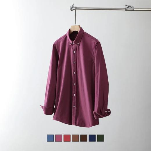 多色可选 全棉水洗磨毛 经典休闲轻商务百搭纯色翻领长袖衬衫衬衣 商品图1