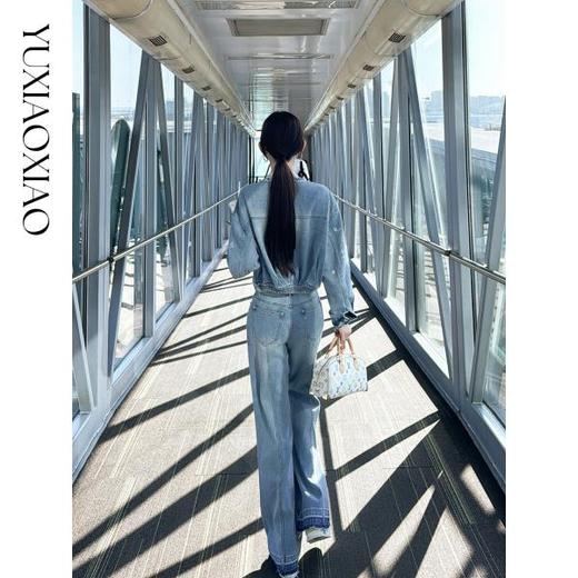 余潇潇【普鲁士新贵】时尚100棉蕾丝烫钻牛仔外套&宽松直筒牛仔裤 商品图4