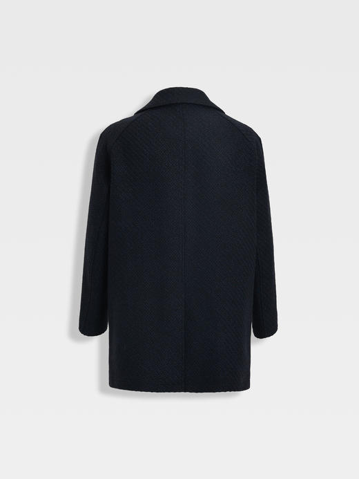 callisto藏青微阔绵羊毛混纺大衣 商品图1