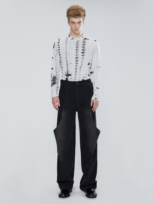 TIWILLTANG启世录ANEW 时装原创浪漫情绪提花图案薄针织打底衫 商品图2