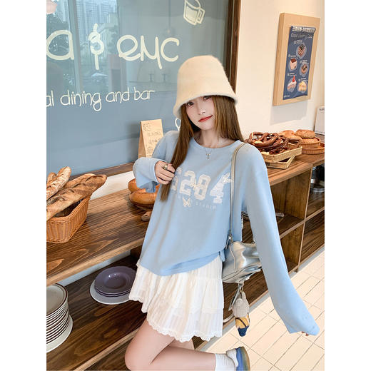 【129元任选2件】最后一波现货！韩系刺绣华夫格长袖T恤 商品图0