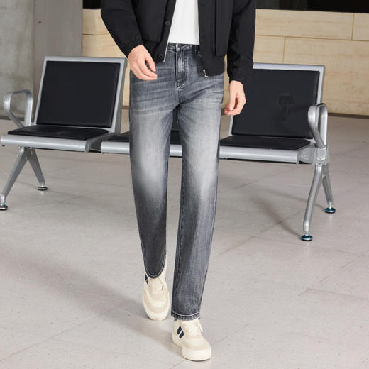 半身缘男裤 秋季牛仔裤纯棉直筒裤绣花时尚休闲253101U10130062 商品图3