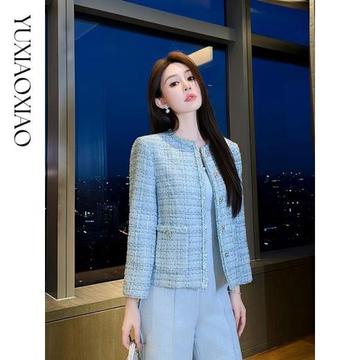 余潇潇【海蓝女星】时尚百搭绵羊毛高级层次感小香风圆领短款外套 商品图0