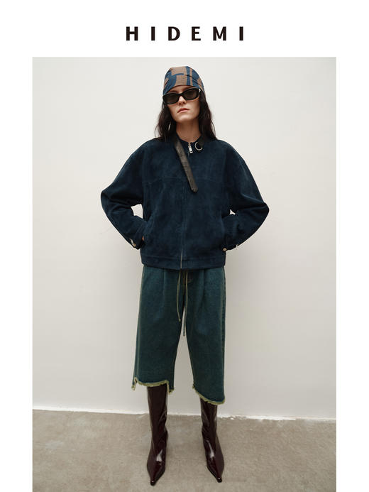 HIDEMI 都市单宁系列手工毛边装饰腰带显瘦时髦中裤牛仔裤配靴神裤 商品图5